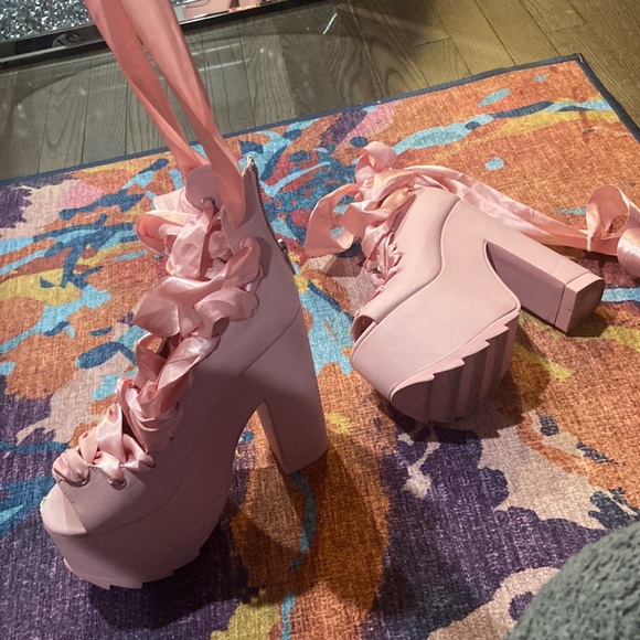 Y.R.U. & Dolls Kill Pink Ballet Bae Platforms - Picture 4 of 6